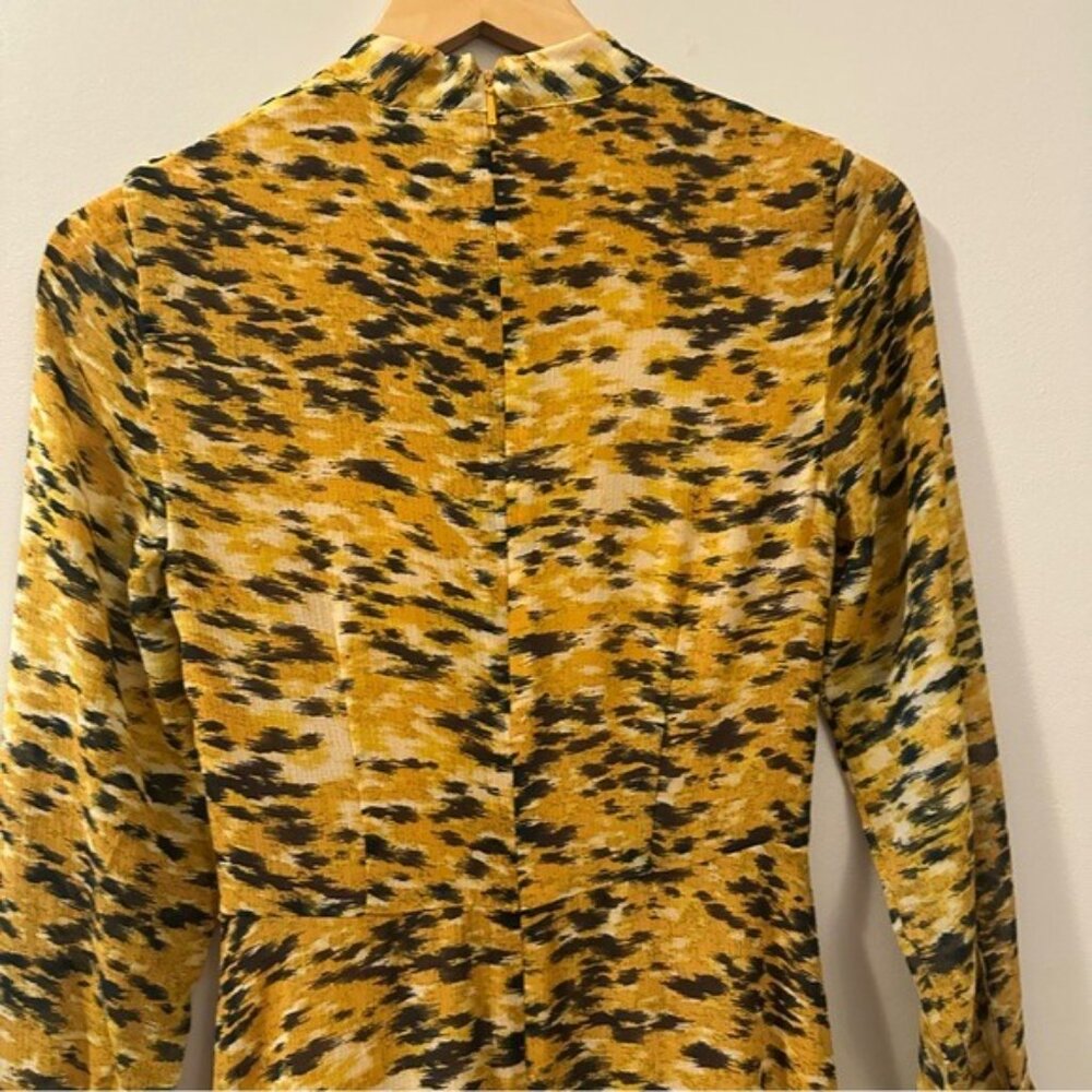 Whistles Ines Ikat Animal Print Long Sleeve Midi Dress Size 0 NWOT Autumncore - Picture 9 of 15